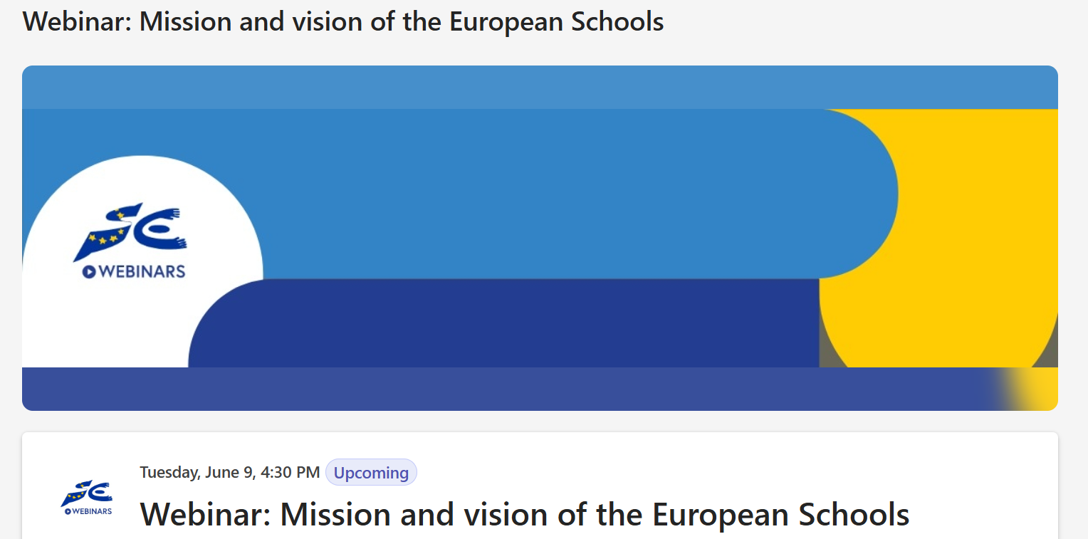 Webinar: Mission and vision of the European Schools